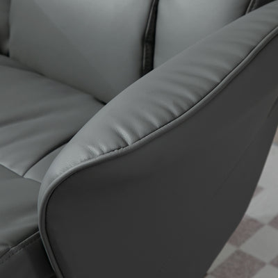 HOMCOM Swivel Recliner Chair with Footstool, PU Leather Armchair and Ottoman with High Back and Round Base for Living Room, Grey 