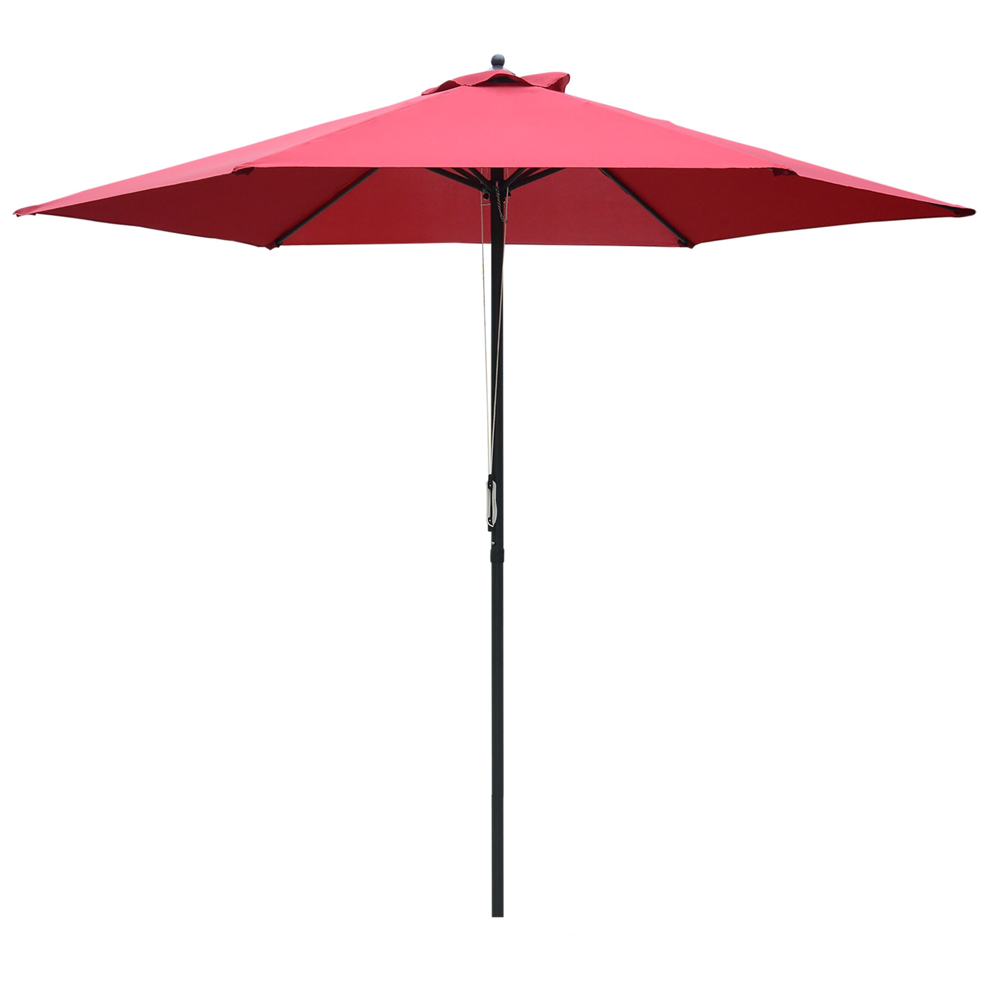 Outsunny 2.8m Garden Parasol Umbrella, Round Outdoor Market Table Umbrella Sun Shade Canopy, Wine Red 
