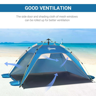 Outsunny Beach Tent for 1-2 Person Pop-up Design with 2 Mesh Windows & 2 Doors Sky Blue 