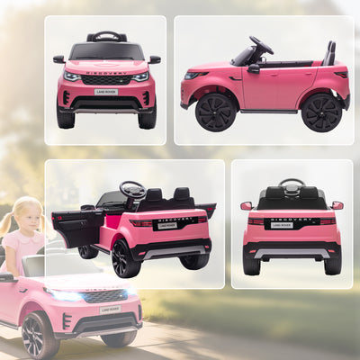 AIYAPLAY Land Rover Discovery Licensed 12V Kids Electric Car with Remote, 4 Wheel Suspension, Slow Start, Lights, Music, Pink 