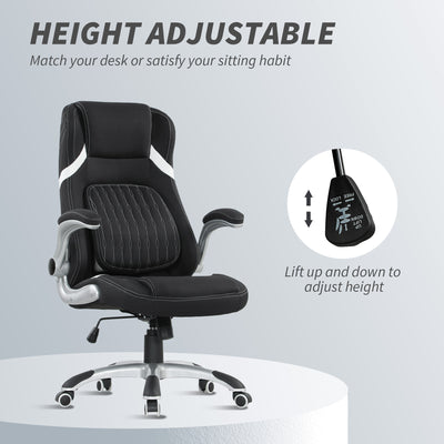 Vinsetto Linen-Look Office Chair, with Adjustable Height and Tension - Black 
