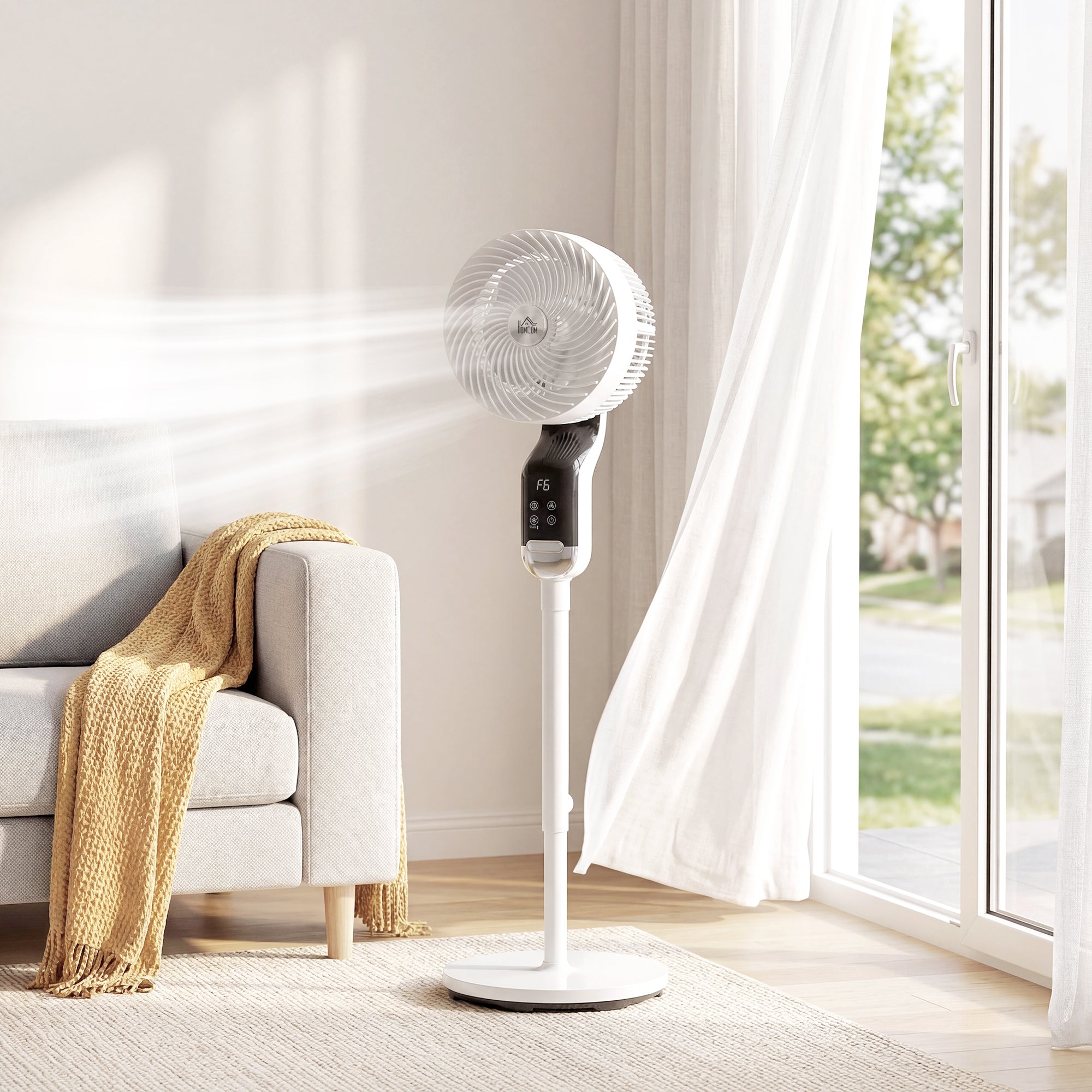 HOMCOM 20 dB Silent Standing Fan, 41in Pedestal Fan with Remote, Oscillating, 8 Speeds, Adjustable Height, 12H Timer 