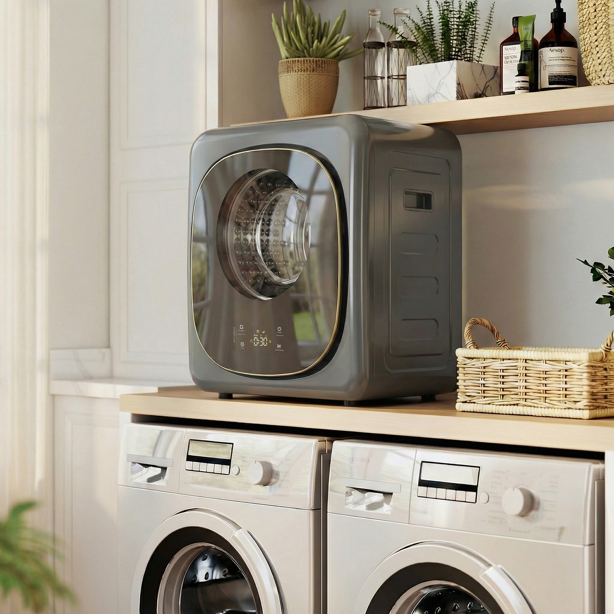 HOMCOM 4kg Vented Tumble Dryer with 5 Drying Mode, 800W Compact Freestanding Front Tumble Dryer Grey 