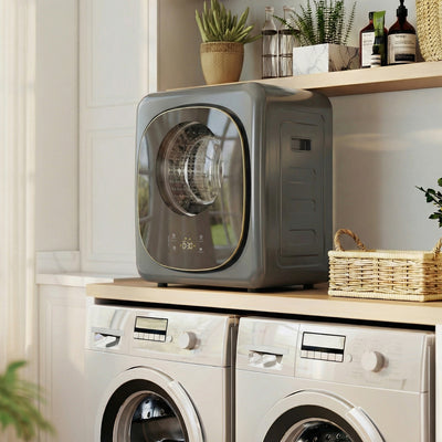 HOMCOM 4kg Vented Tumble Dryer with 5 Drying Mode, 800W Compact Freestanding Front Tumble Dryer Grey 