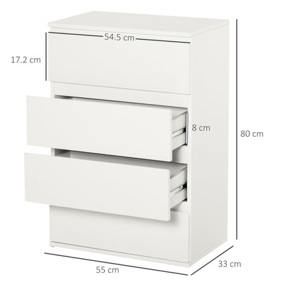 HOMCOM Chest of Drawers, 4-Drawer Storage Cabinets, Modern Dresser, Storage Drawer Unit for Bedroom 