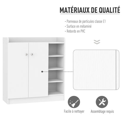 HOMCOM Shoe Storage Cabinet  Two Doors w/ Adjustable 4 Shelves Cupboard Footwear Rack Stand Organiser Hallway White 