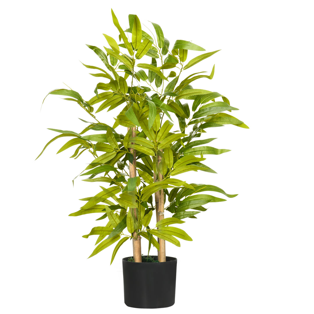 HOMCOM Artificial Plants Bamboo Tree in Pot Desk Fake Plants for Home Indoor Outdoor Decor, 15x15x60cm, Green 