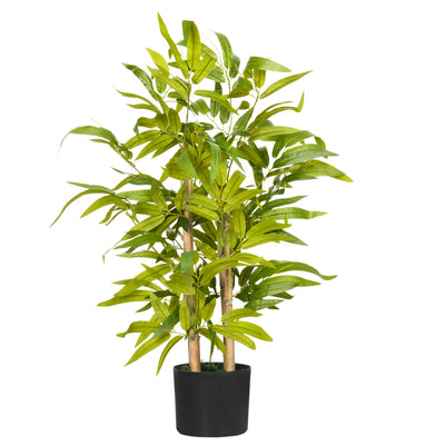 HOMCOM Artificial Plants Bamboo Tree in Pot Desk Fake Plants for Home Indoor Outdoor Decor, 15x15x60cm, Green 