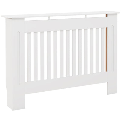 HOMCOM Slatted Radiator Cover Painted Cabinet MDF Lined Grill in White (112L x 19W x 81H cm) 