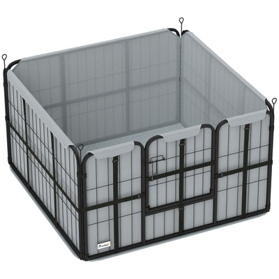 PawHut Steel Dog Whelping Box with Washable Pee Pad, Windproof Cloth, Lockable Door, for Small & Medium Dogs, 102 x 102 x 60cm 
