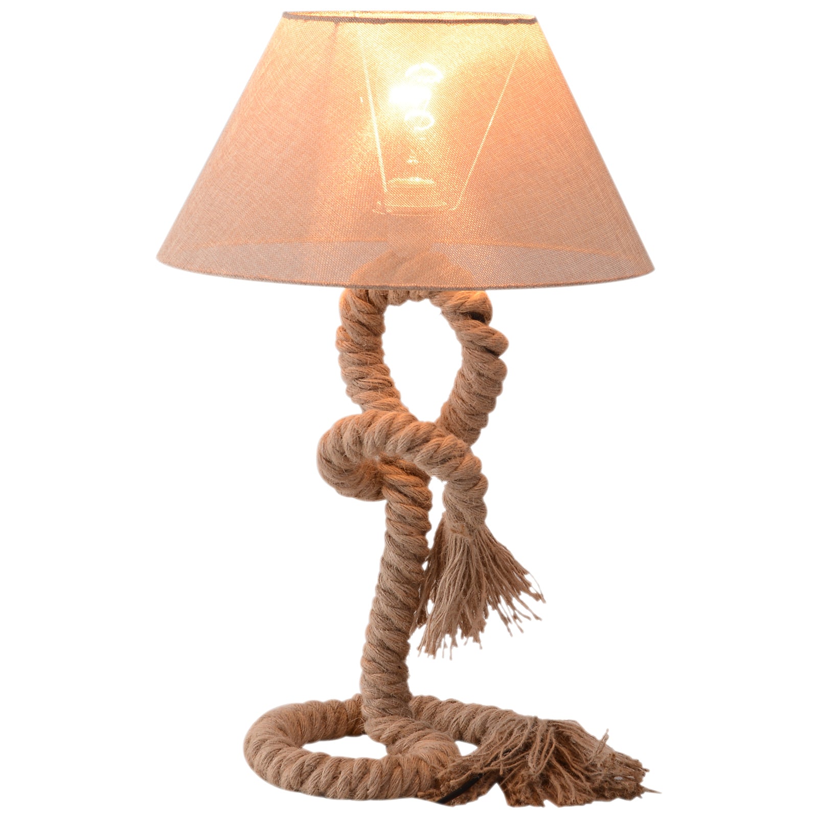 HOMCOM Table Lamp Bedside Light Indispensable Nautical Twisted Rope Glow E27 Bedroom Living Room Beige 