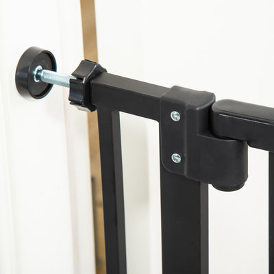 PawHut Extra Tall Pet Gate, Indoor Dog Safety Gate, with Cat Flap, Auto Close, 74-80cm Wide - Black 