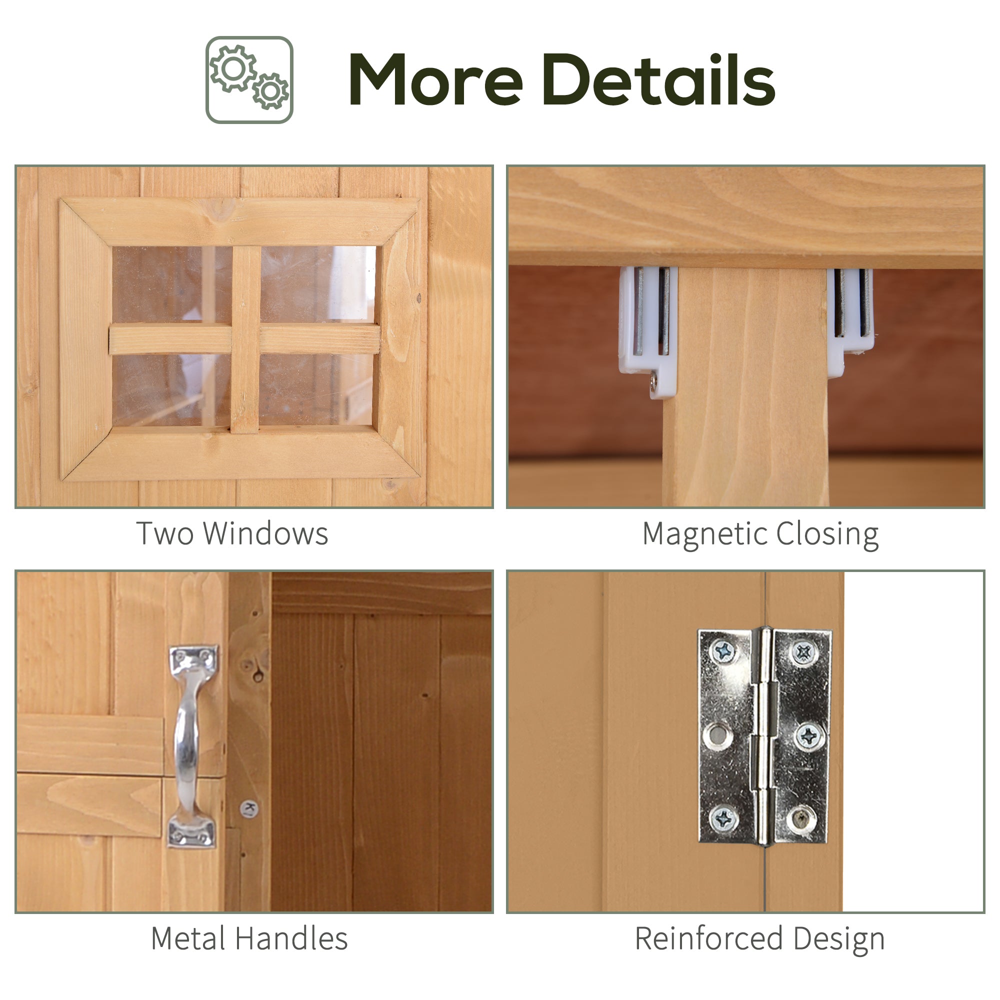 Outsunny Wooden Garden Shed with Two Windows, Tool Storage Cabinet, Outdoor Double Door Organizer 127.5L x 50W x 164H cm, Natural 