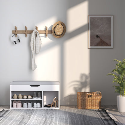 HOMCOM Shoes Cabinet Bench Hidden Storage Padded Seat Organiser Footwear Rack Hallway Cream White 