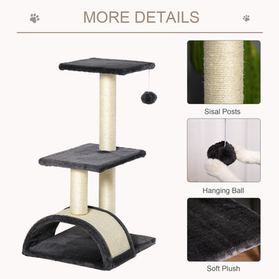 PawHut 72cm Cat Tree with Scratching Post, Pad for Indoor Cats - Black 