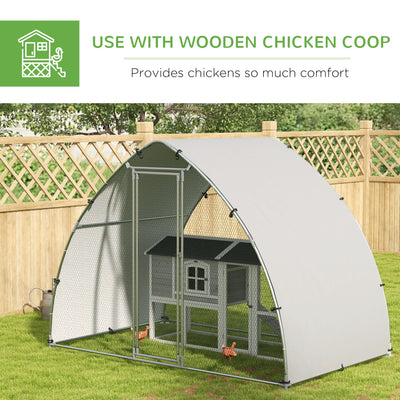 PawHut Galvanised Outdoor Chicken Coop with Cover, for 4-6 Chickens, Hens, Ducks, Rabbits, 3 x 1.9 x 2.2m - Silver Tone 