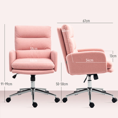 HOMCOM 91-99cm Sherpa Fleece Office Chair - Pink 