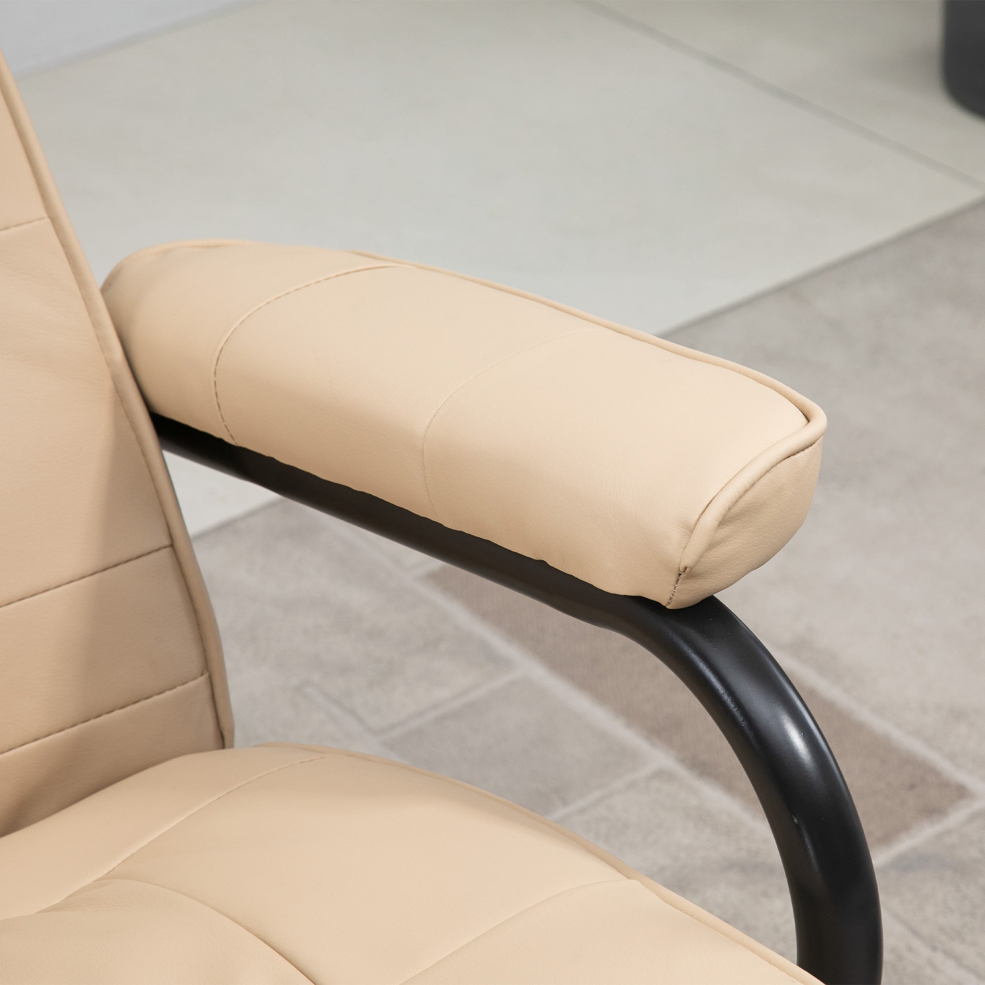 HOMCOM Manual Sofa Reclining Armchair PU Leather Massage Recliner Chair and Ottoman, Cream 