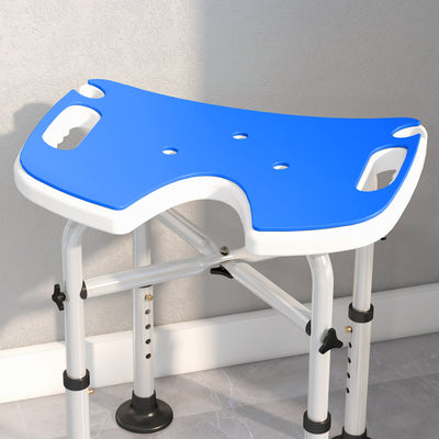 HOMCOM 39-51.5cm 'U' Seat Padded Shower Stool - Dark Blue 