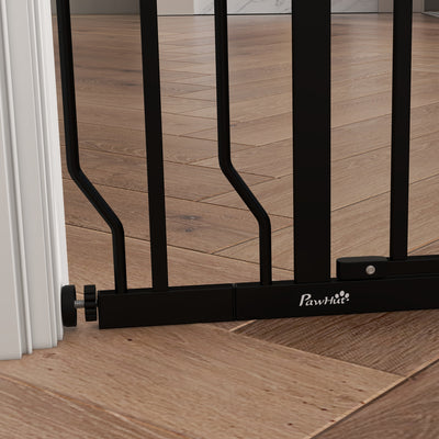 PawHut Wide Dog Safety Gate, with Door Pressure, for Doorways, Hallways, Staircases - Black 