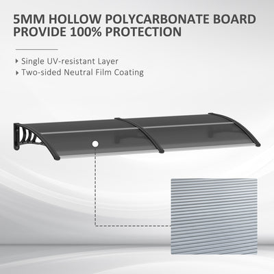 Outsunny Door Canopy Awning Outdoor Window Rain Shelter Cover for Front/Back Door Porch Black 196 x 75cm 