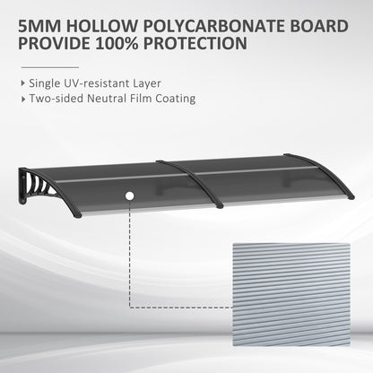 Outsunny Door Canopy Awning Outdoor Window Rain Shelter Cover for Front/Back Door Porch Black 196 x 75cm 