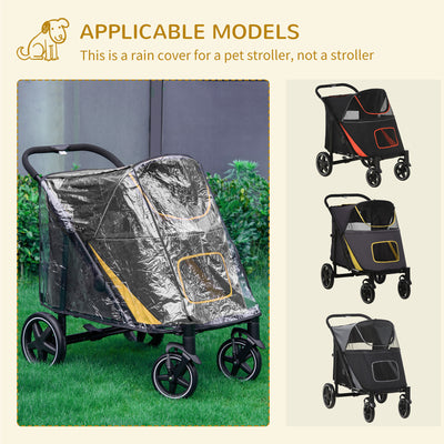 PawHut One-Click Foldable Pet Travel Stroller with Rain Cover, Cat Dog Pushchair with Universal Front Wheels, Shock Absorber, Storage Bags, Mesh Window, Safety Leash for Large and Medium Dogs (Grey) 