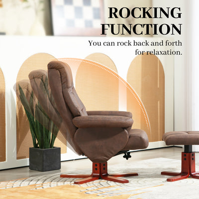 HOMCOM Faux Microfibre Leather Manual Recliner and Footstool Set - Dark Brown 