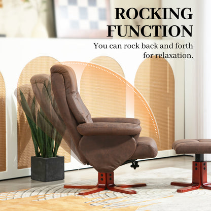 HOMCOM Faux Microfibre Leather Manual Recliner and Footstool Set - Dark Brown 