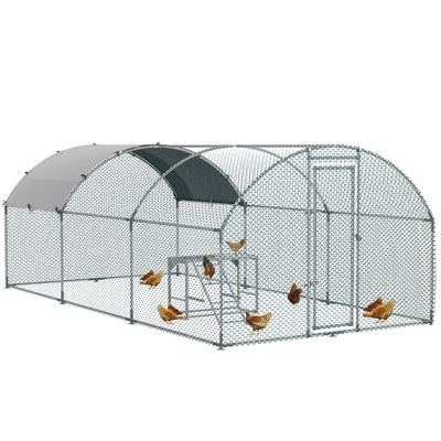 PawHut Walk In Chicken Run with Chicken Activity Shelf and Cover, 2.8 x 5.7 x 2m 