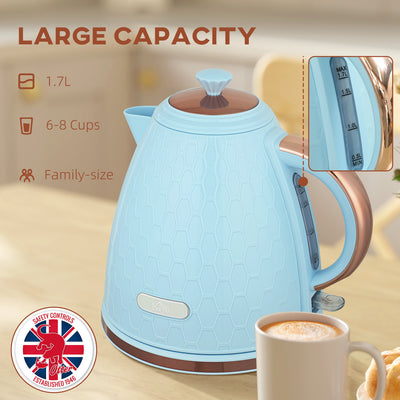 HOMCOM 3kW Rapid Boil Honeycomb Kettle - Light Blue 