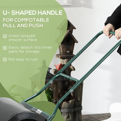 Outsunny φ50cm Steel Garden Lawn Roller Push Pull w/ Fillable Cylinder Water Sand Plug Lawn Flatten Seed Sow Rolling Drum w/ Handle 