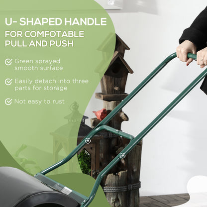 Outsunny φ50cm Steel Garden Lawn Roller Push Pull w/ Fillable Cylinder Water Sand Plug Lawn Flatten Seed Sow Rolling Drum w/ Handle 
