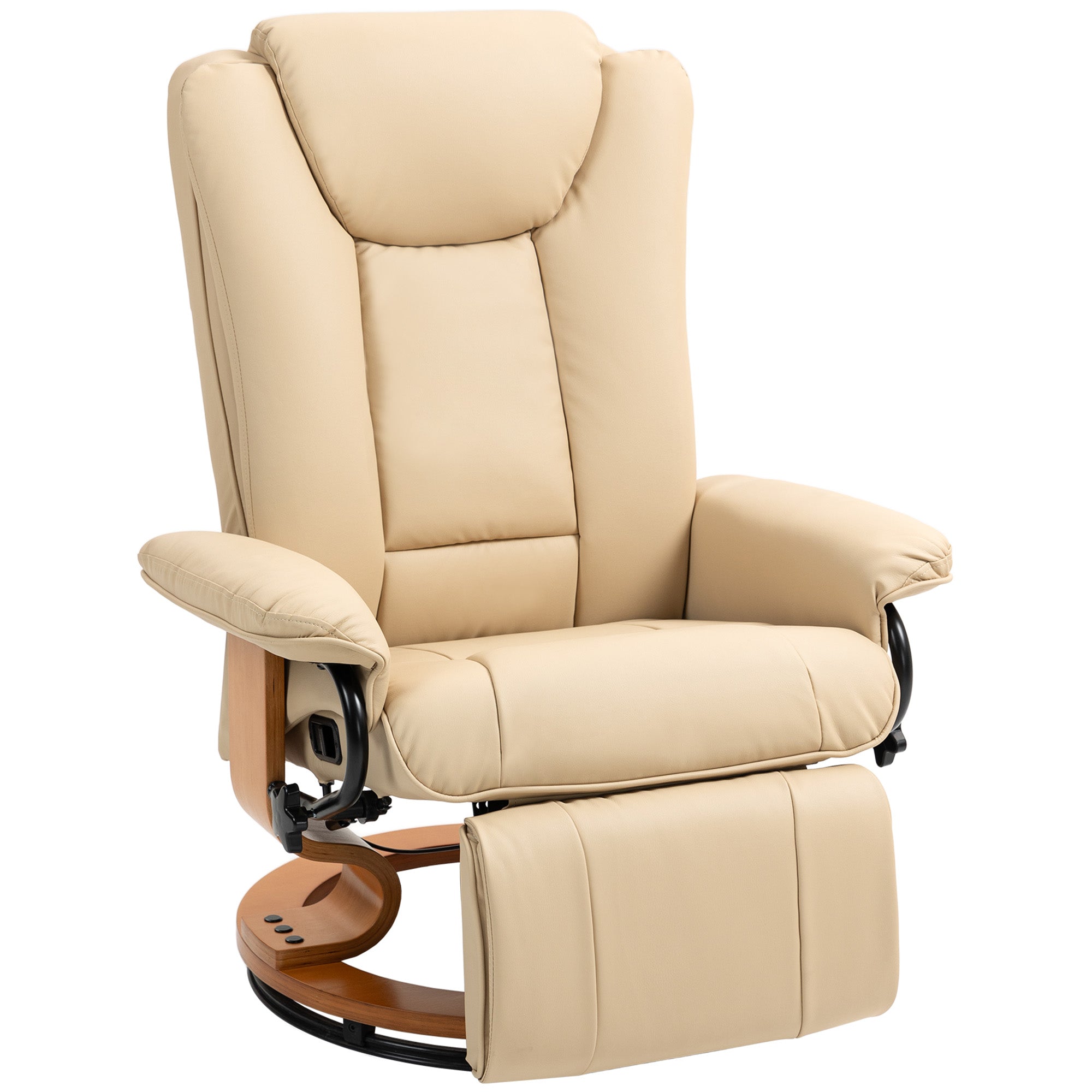 HOMCOM Faux Leather Recliner Chair - Beige 