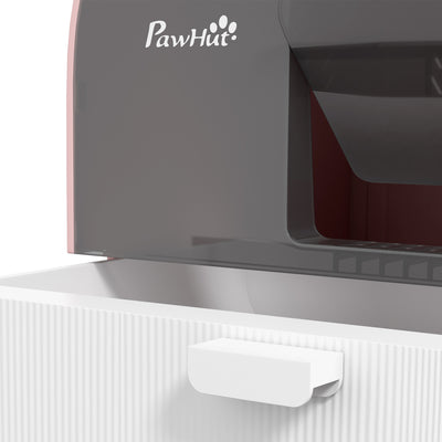 PawHut Hooded Cat Litter Box, Kitten Litter Tray, with Lid, Scoop, Filter, Flap Door, Pink 