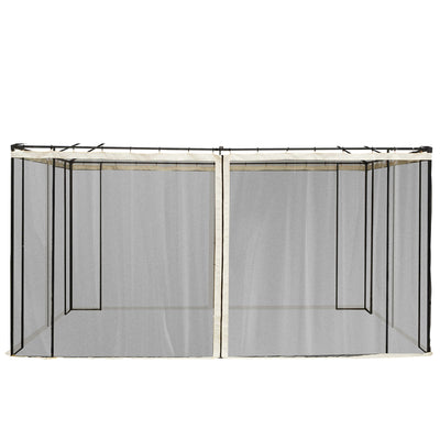 Outsunny 352 x 207cm Universal Replacement Mesh Sidewall Netting for Patio Gazebos and Canopy Tents, (Sidewall Only) Beige 