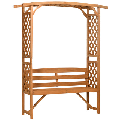 Outsunny Garden Bench, Wooden Garden Arbour with Seat for Vines/Climbing Plants, Brown 