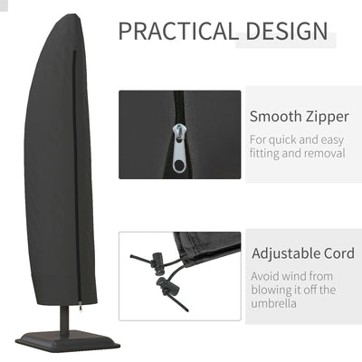 Outsunny Parasol Cover, Cantilever Umbrella Cover, Banana Umbrella Protector with Zipper for Outdoor Garden, Patio, Black 