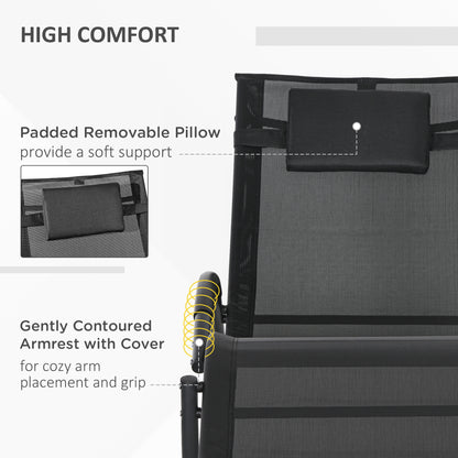 Outsunny Steel Frame Zero Gravity Rocking Chair, with Pillow - Black 