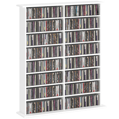 HOMCOM 16-Compartment Media Shelf- White 