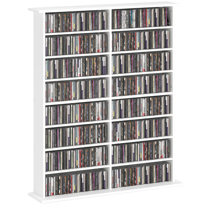 HOMCOM 16-Compartment Media Shelf- White
