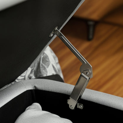 HOMCOM 92 x 31cm Linen-Look Storage Ottoman - Light Grey