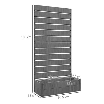 Outsunny Raised Bed for Garden, Planter with Trellis for Climbing Plants, Vines, Planter Box with Drainage Gap, Dark Grey 