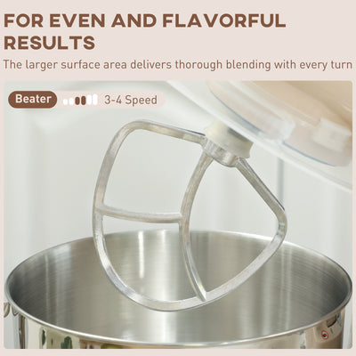 HOMCOM 1300W Kitchen Stand Mixer, with Accessories - Beige 