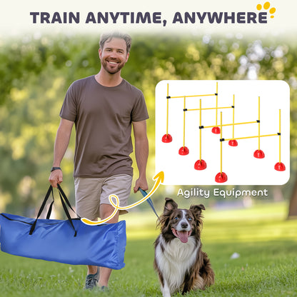 PawHut 4 Piece Dog Agility Equipment with 4 Hurdle & Carry Bag for Jump Training, Yellow 