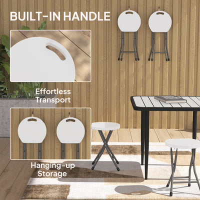 Outsunny Set of Four Folding Carry Stools - White 