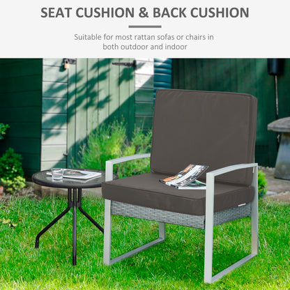 Outsunny Set of 2 Garden Seat and Back Cushion Set, Replacement Cushions for Outdoor Furniture with Seat Cushion and Back Cushion, Dark Grey 