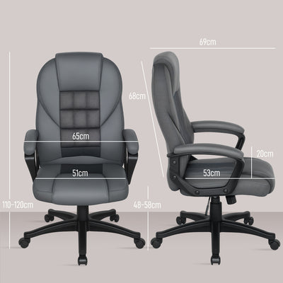 HOMCOM Faux Leather Office Chair - Charcoal Grey 