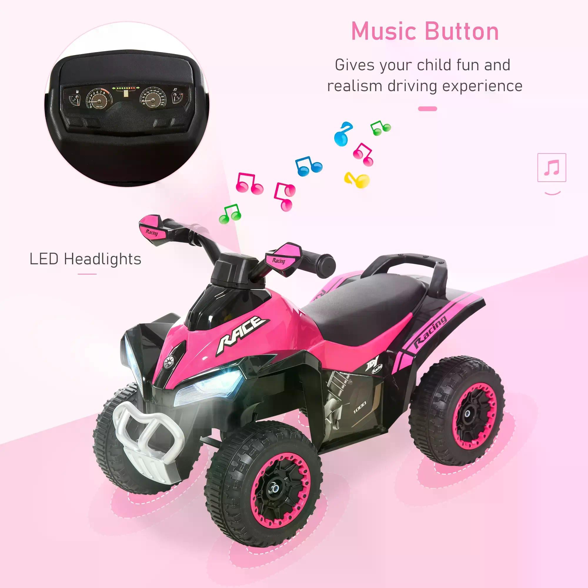 HOMCOM Ride on Toy for Kids 4 Wheel Foot-to-Floor Sliding Walking Car Toy Motorcycle Baby Walker Toddler Toys for for 18-36 Months Boys and Girls 