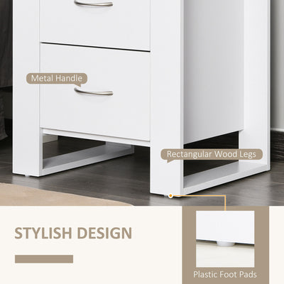 HOMCOM Bedside Table Set of 2 with 2 Drawers, Nightstands with Handles and Elevated Base, Side Tables for Bedroom, Living Room, White 